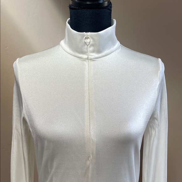 Wolford Half Zip long sleeve bodysuit, Pearl, Size Medium - Picture 2 of 9